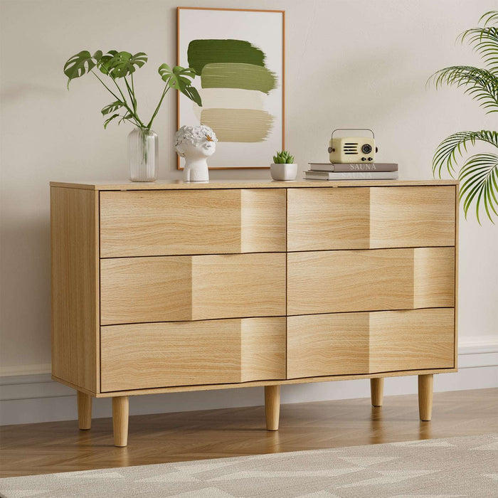 Flycity Natura Wood Texture Double Dresser with Solid Wood Leg