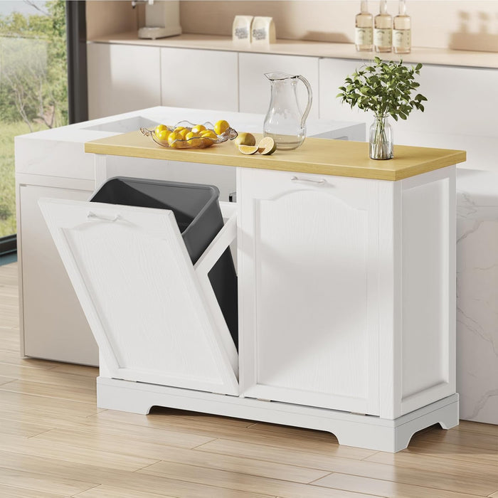 Flycity White Kitchen Tilt Out Trash Cabinet