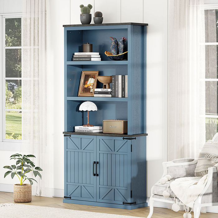 Flycity 70in Tall Farmhouse BookShelf with Storage Cabinet