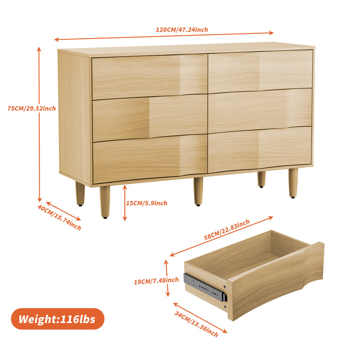 Flycity Natura Wood Texture Double Dresser with Solid Wood Leg