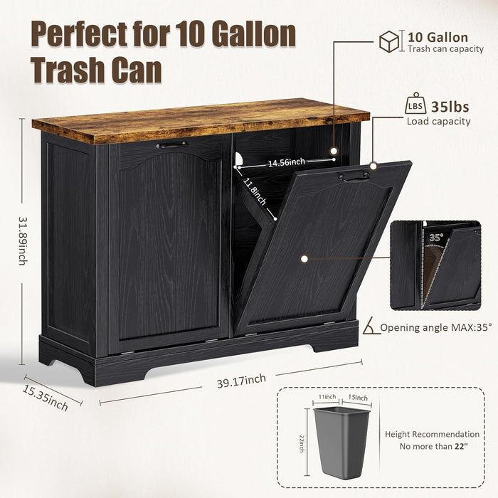 Flycity Black Kitchen Tilt Out Trash Cabinet