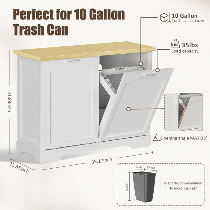 Flycity White Kitchen Tilt Out Trash Cabinet