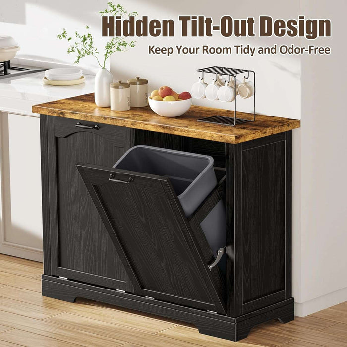 Flycity Black Kitchen Tilt Out Trash Cabinet