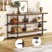 Flycity 55" Industrial Console Sofa Table with 3 Tier Storage Shelves