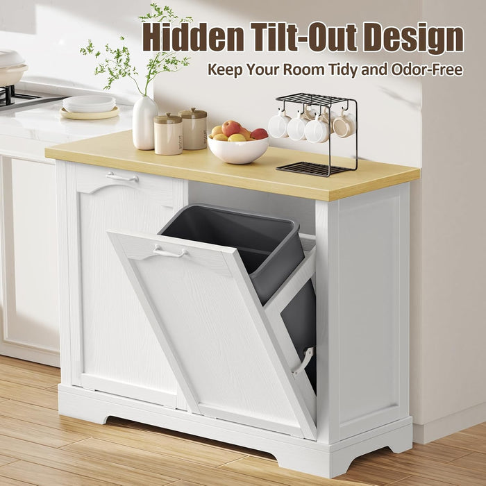 Flycity White Kitchen Tilt Out Trash Cabinet