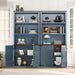 Blue Farmhouse Bookcase with Storage Cabinet