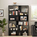 Flycity Black Mid-Century Modern Bookcase - Irregular Design Wide Bookshelf with Anti-Tip