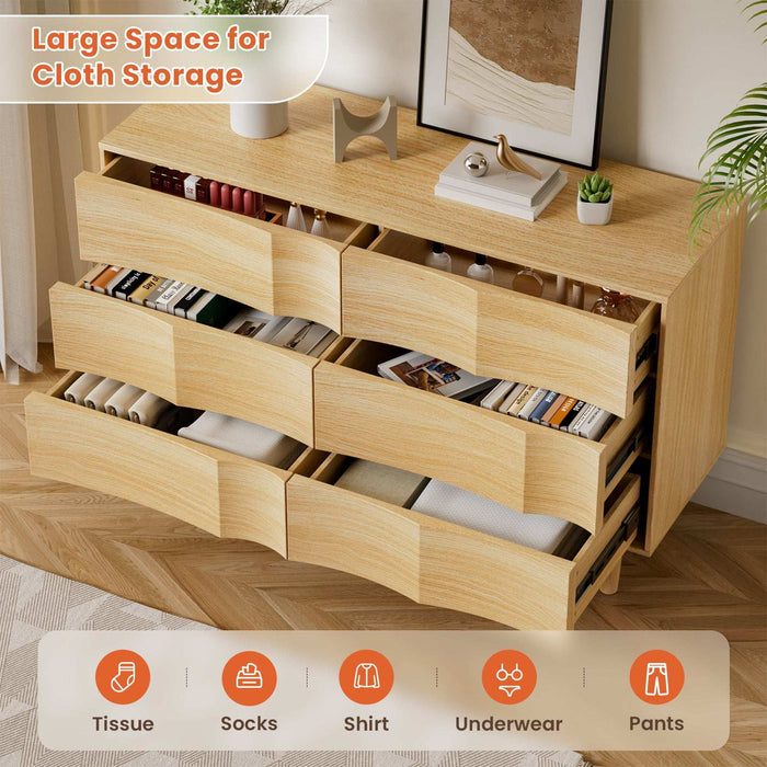 Flycity Natura Wood Texture Double Dresser with Solid Wood Leg