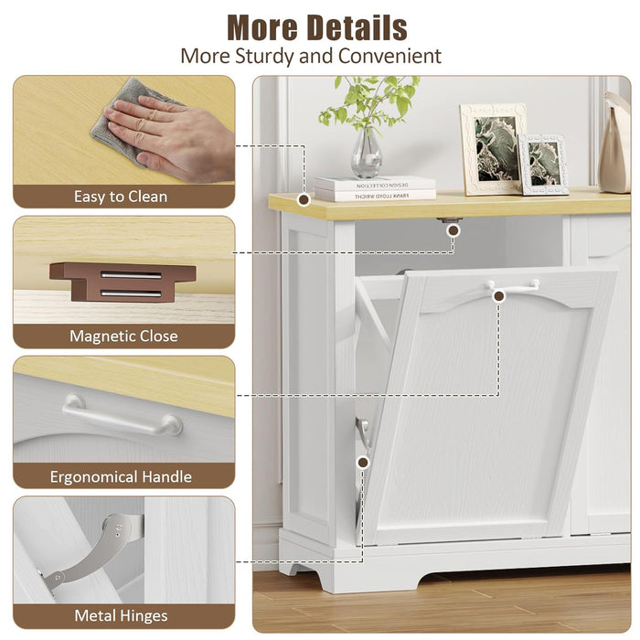 Flycity White Kitchen Tilt Out Trash Cabinet