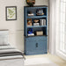 Blue Farmhouse Bookcase in Bedroom