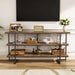 Flycity 55" Industrial Console Sofa Table with 3 Tier Storage Shelves