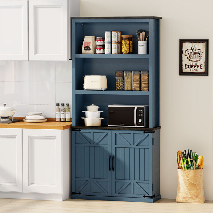 Flycity 70in Tall Farmhouse BookShelf with Storage Cabinet