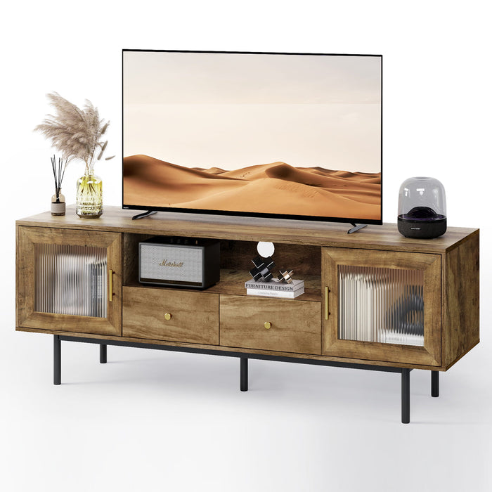 Flycity Mid-Century Modern Retro Brown TV Stand for 55/60/65 Inch TVs