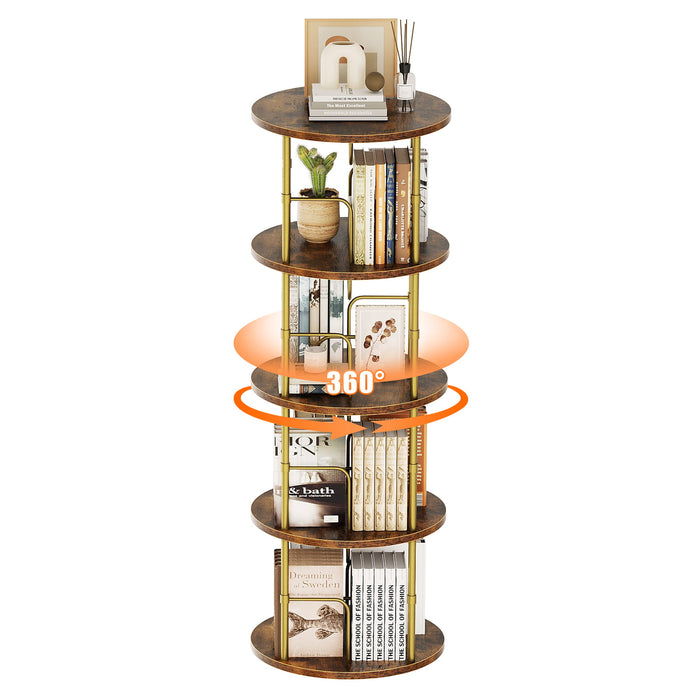 Flycity 360° Display 3-5 Tier Rotating Bookshelf with Special Visible Partition Storage