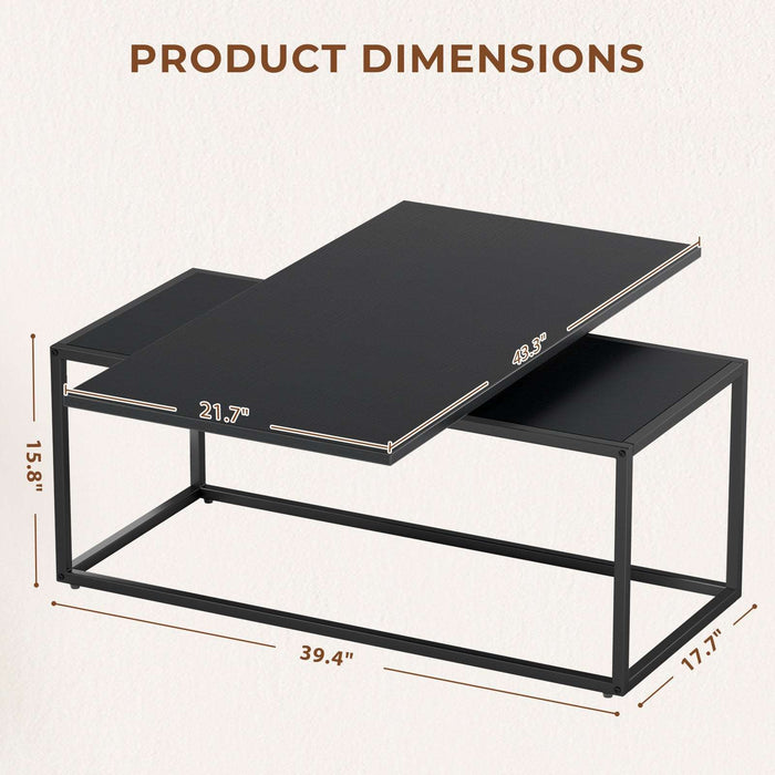 Black Modern Rotating Coffee Table Size