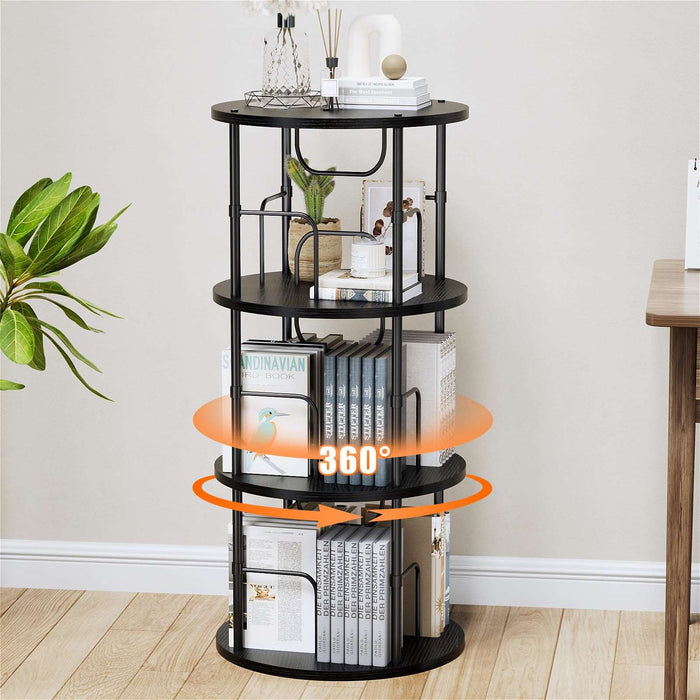 Flycity 360° Display 3-5 Tier Rotating Bookshelf with Special Visible Partition Storage