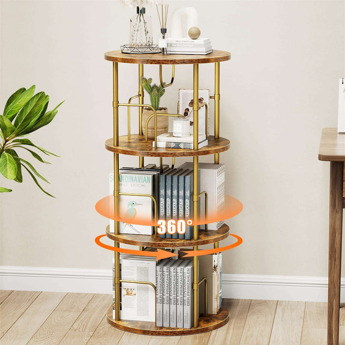 Flycity 360° Display 3-5 Tier Rotating Bookshelf with Special Visible Partition Storage