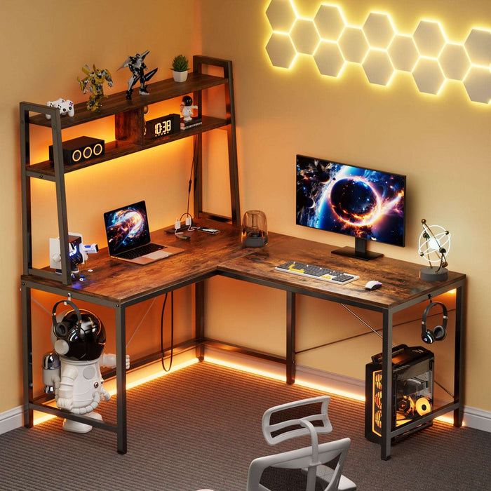 L-Shaped Computer Desk With Led Lights