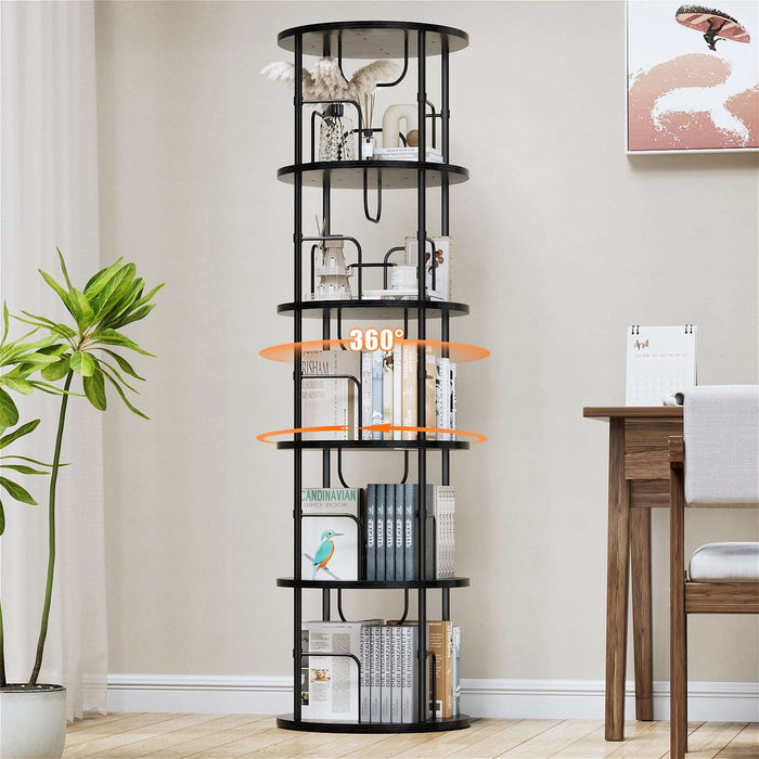 Flycity 360° Display 5 Tier Rotating Bookshelf Black