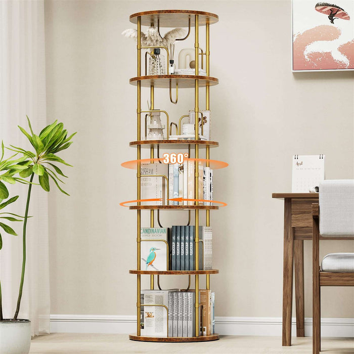 Flycity 360° Display 3-5 Tier Rotating Bookshelf with Special Visible Partition Storage