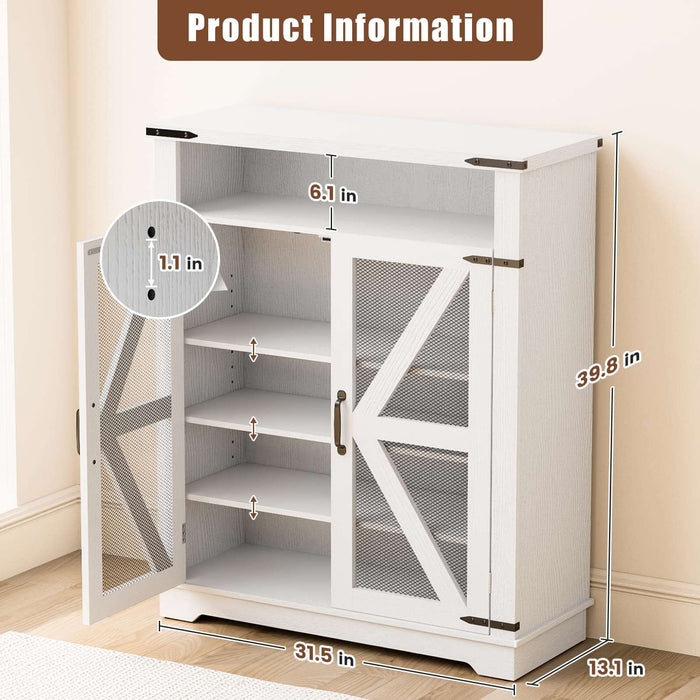 Flycity 6-Tier Farmhouse Shoe Rack Organizer Cabinet