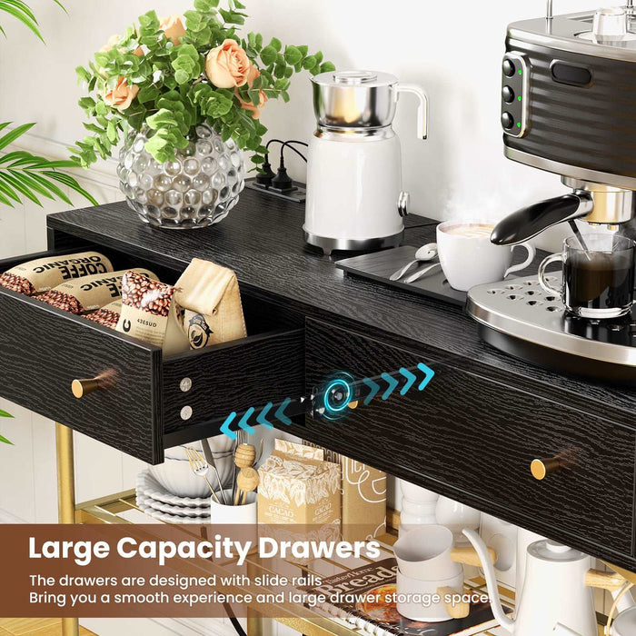 Flycity Black Narrow Console Table with Storage