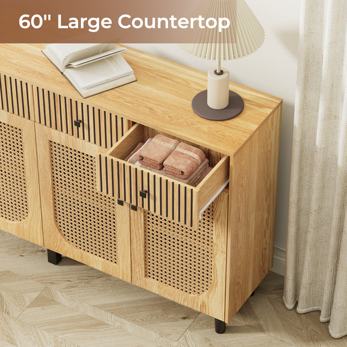 60" Boho Rattan Sideboard