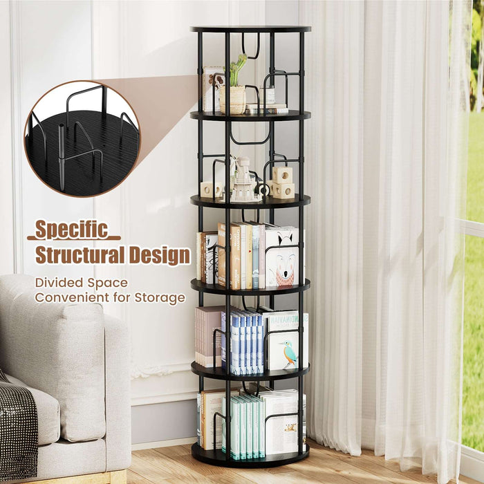 Flycity 360° Display 3-5 Tier Rotating Bookshelf with Special Visible Partition Storage