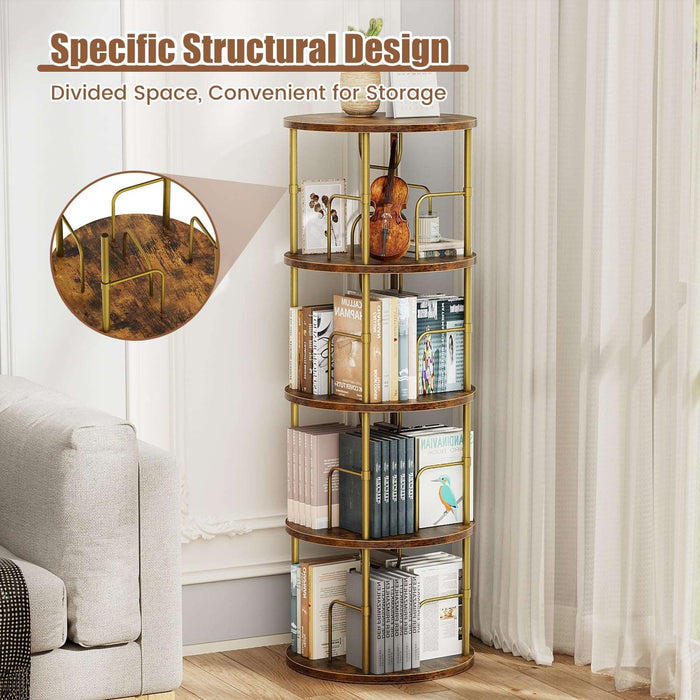 Flycity 360° Display 3-5 Tier Rotating Bookshelf with Special Visible Partition Storage