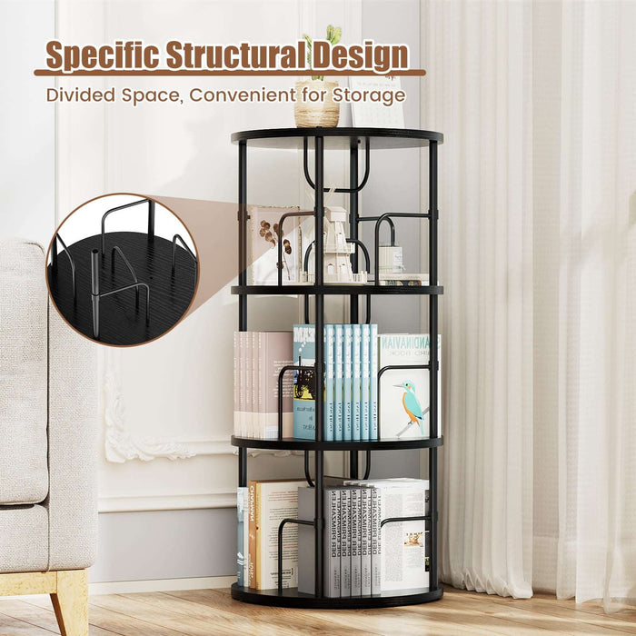 Flycity 360° Display 3-5 Tier Rotating Bookshelf with Special Visible Partition Storage