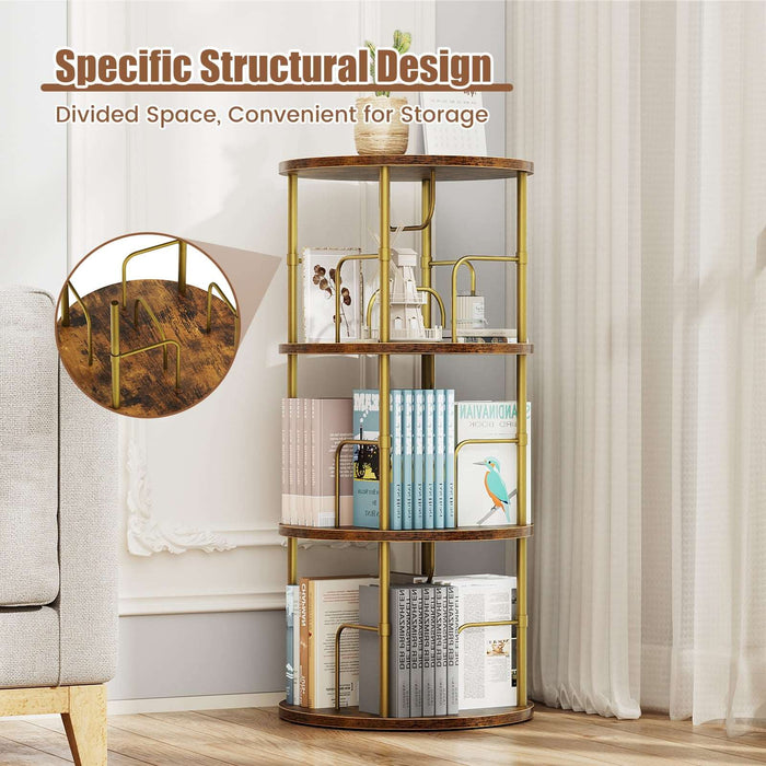 Flycity 360° Display 3-5 Tier Rotating Bookshelf with Special Visible Partition Storage