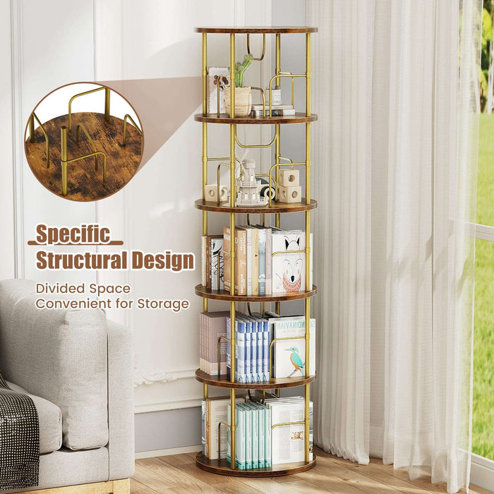 Flycity 360° Display 3-5 Tier Rotating Bookshelf with Special Visible Partition Storage