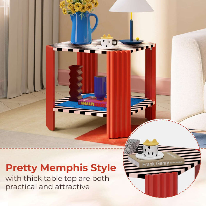 Flycity Memphis Style Wood Side Table - 19" Small Sofa Side Table