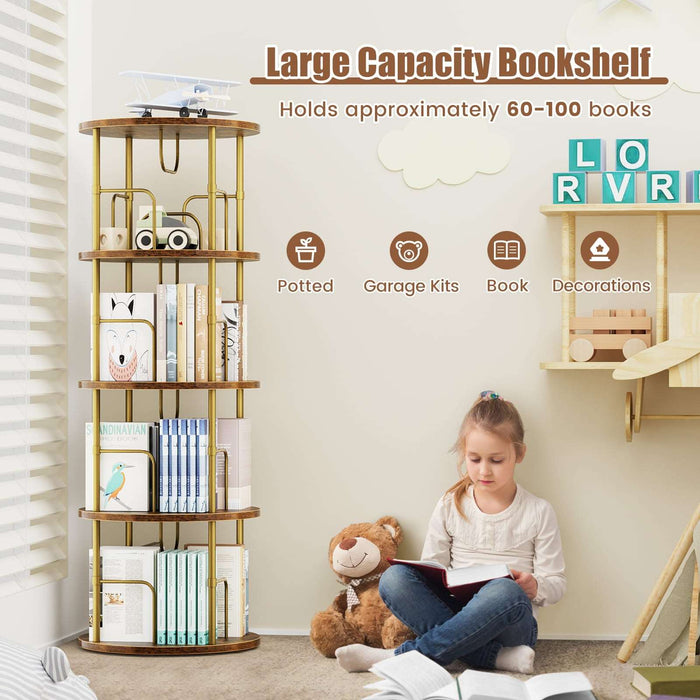 Flycity 360° Display 3-5 Tier Rotating Bookshelf with Special Visible Partition Storage