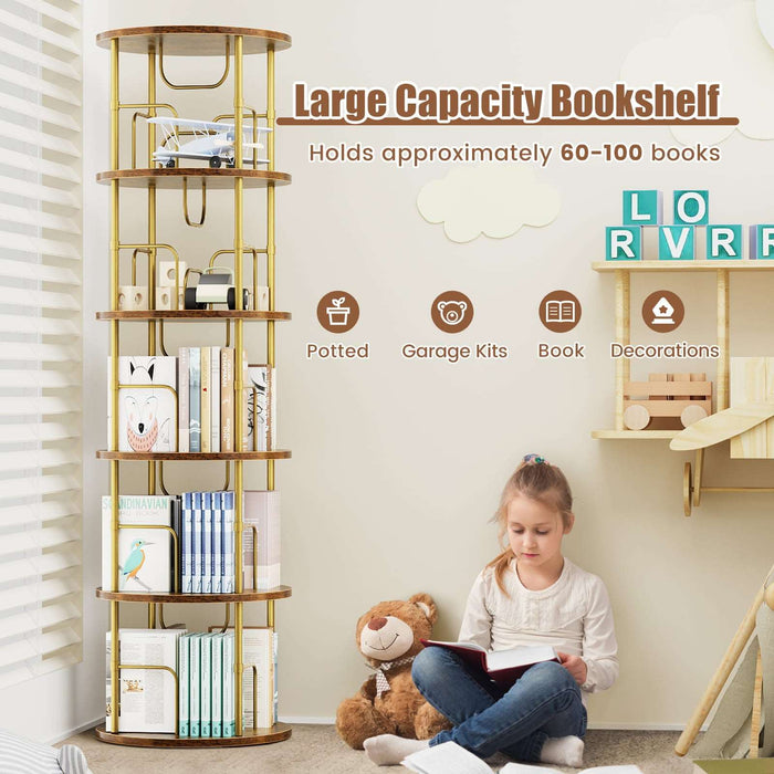 Flycity 360° Display 3-5 Tier Rotating Bookshelf with Special Visible Partition Storage