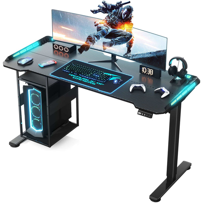 Black Carbon Fiber Electric Standing Desk for Home Office