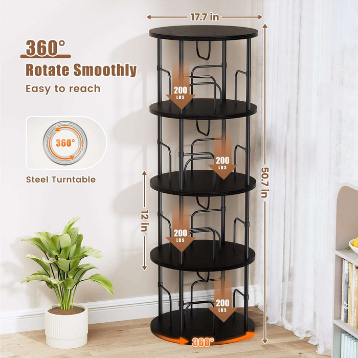 Flycity 360° Display 3-5 Tier Rotating Bookshelf with Special Visible Partition Storage