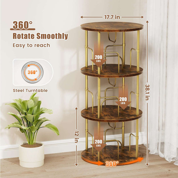 Flycity 360° Display 3-5 Tier Rotating Bookshelf with Special Visible Partition Storage