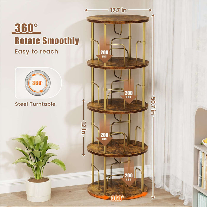 Flycity 360° Display 3-5 Tier Rotating Bookshelf with Special Visible Partition Storage