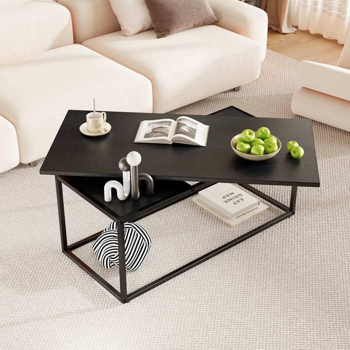 black modern rotating coffee table