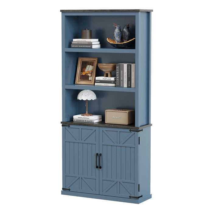 Flycity 70in Tall Farmhouse BookShelf with Storage Cabinet