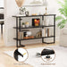 Console Sofa Table with Tempered Gray Glass & 3 Tier Storage Shelves - 47.2"