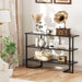 Console Sofa Table with Tempered Gray Glass & 3 Tier Storage Shelves - 47.2"