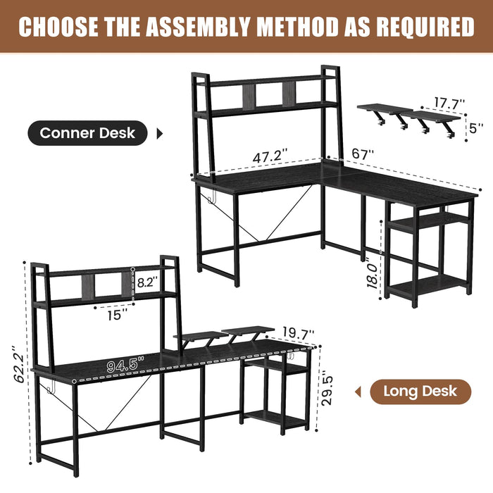 balck computer desk size