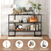 Console Sofa Table with Tempered Gray Glass & 3 Tier Storage Shelves - 47.2"