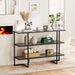 Console Sofa Table with Tempered Gray Glass & 3 Tier Storage Shelves - 47.2"