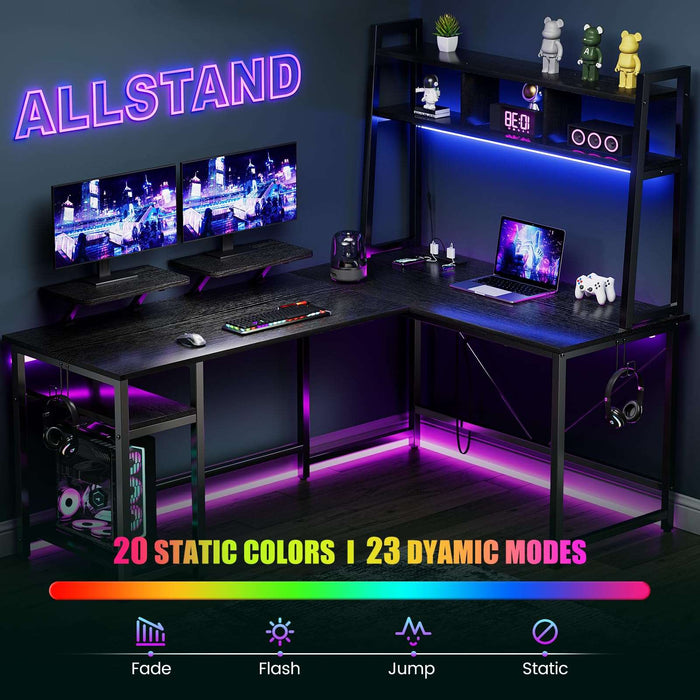 Flycity L-Shaped Computer Desk With Led Lights [US Warehouse]