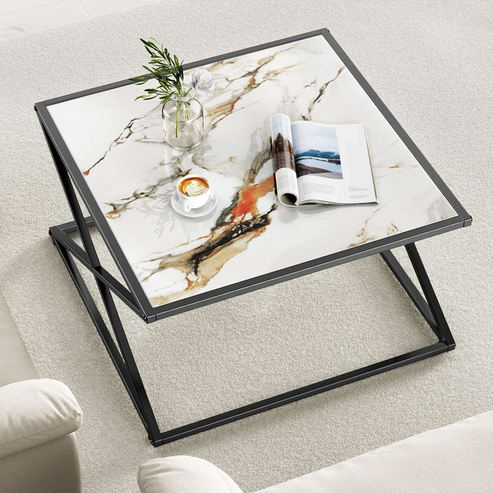 Flycity White Marble Center Coffee Table for Living Room