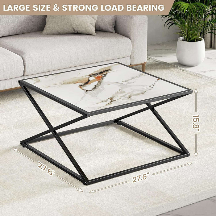 Flycity White Marble Center Coffee Table for Living Room