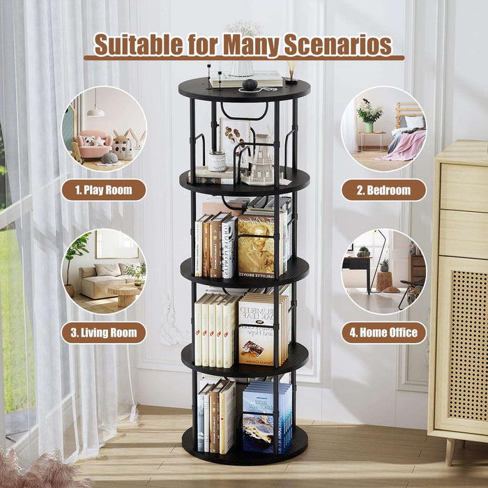 Flycity 360° Display 3-5 Tier Rotating Bookshelf with Special Visible Partition Storage